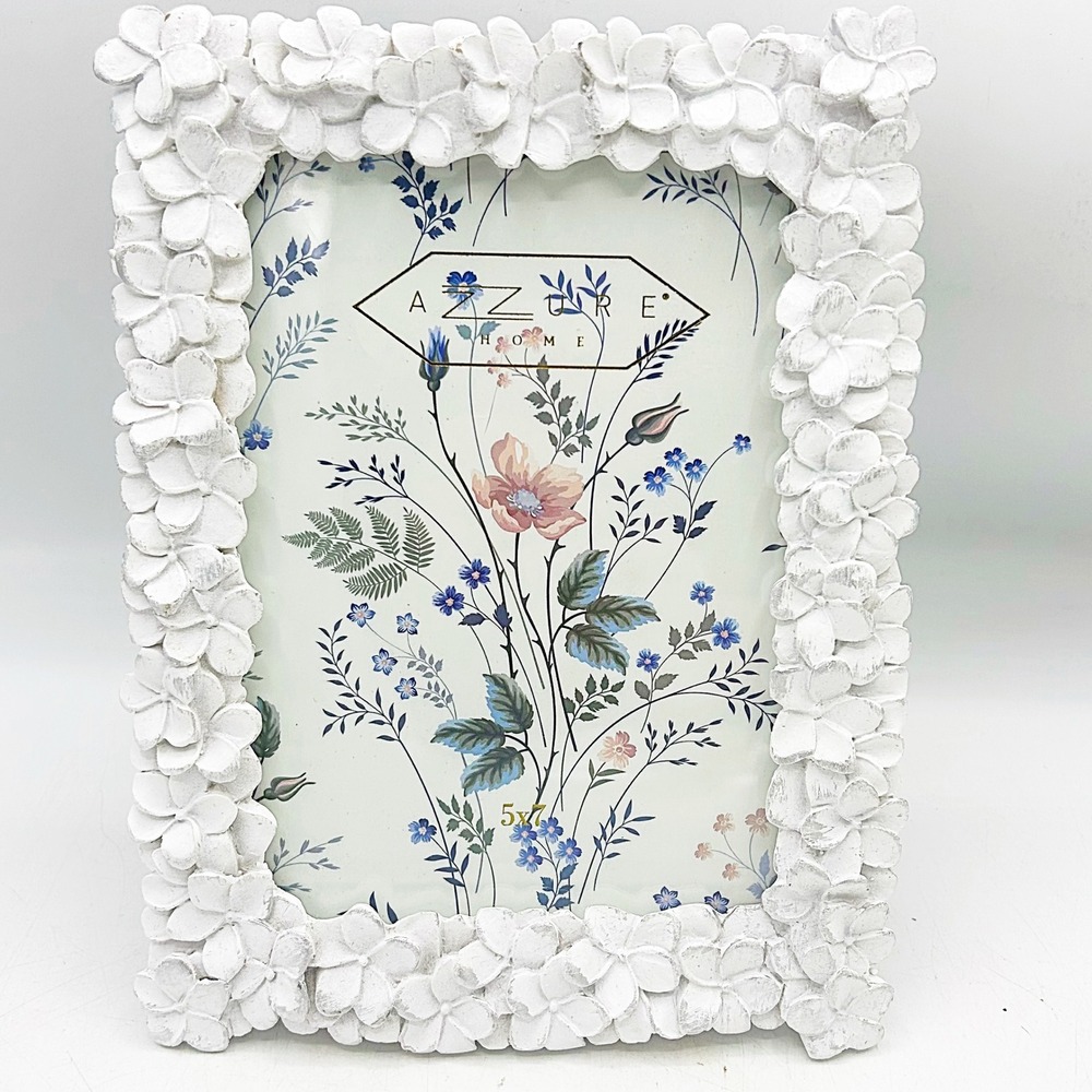 Azzure Home Picture Frame 5x7 White Floral Textured